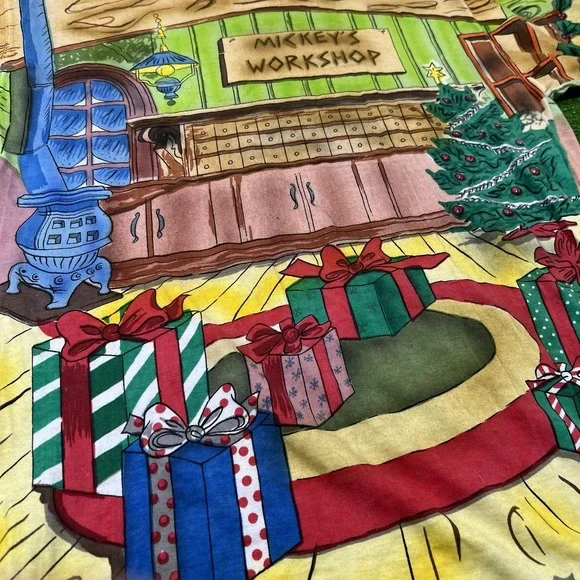 Vintage Disney Sequin Shirt LG Yellow Mickey All Over Print By Joujou Holiday - Picture 10 of 10